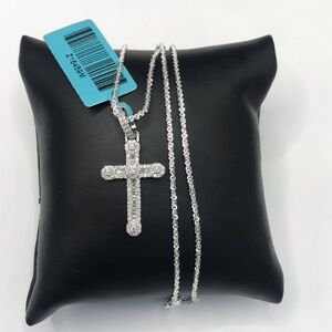 925 Sterling Silver 0.77CT MOISSANITE Small Cross Pendant Necklace Size 18